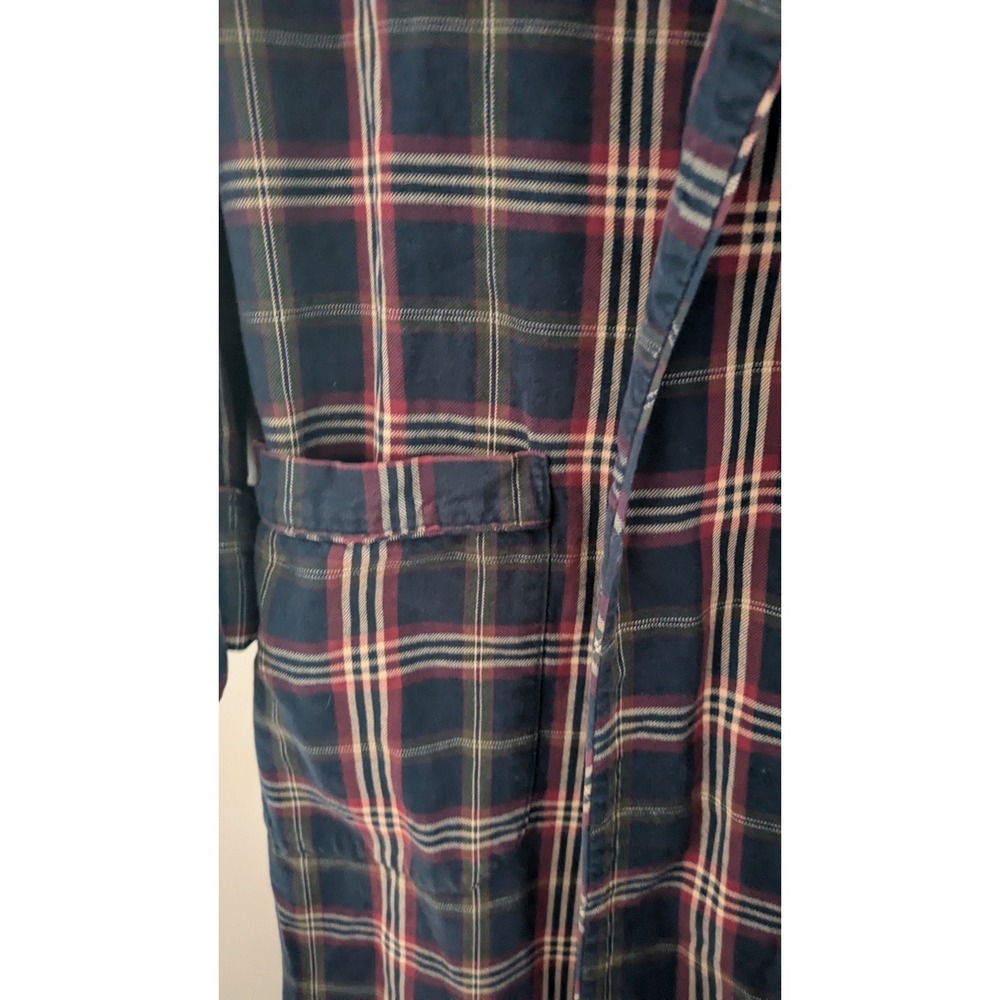 Vintage Brooks Brothers Plaid Cotton Long Robe, Pockets & Interior Tie, No Belt - Picture 2 of 12